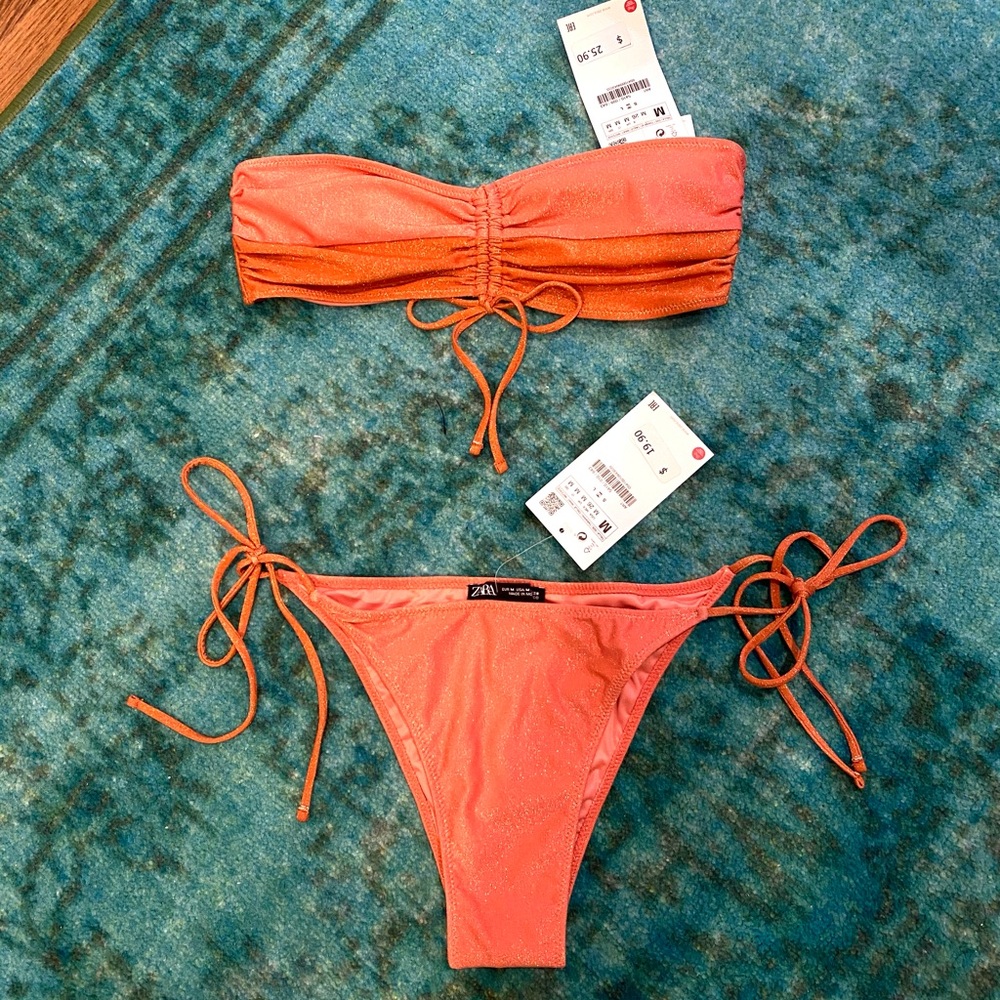 Zara Metallic Thread Bikini NWT